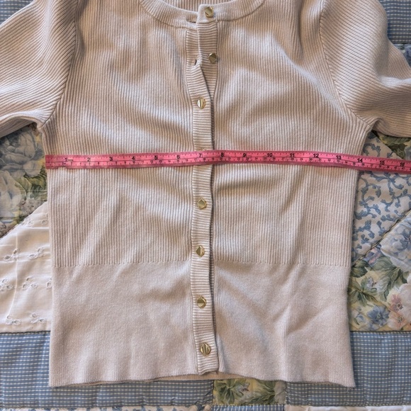 Marled Cream Ribbed Button Cardigan - Picture 5 of 6